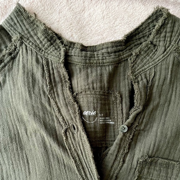 NWOT Aerie Pool to Party Gauzy Swim Coverup Cotton Olive Green Size S - Picture 10 of 13